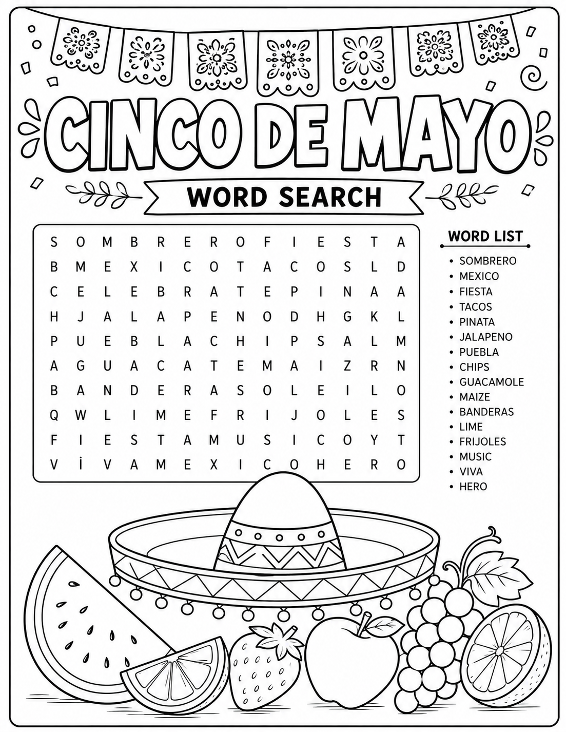 CINCO DE MAYO Wordsearch