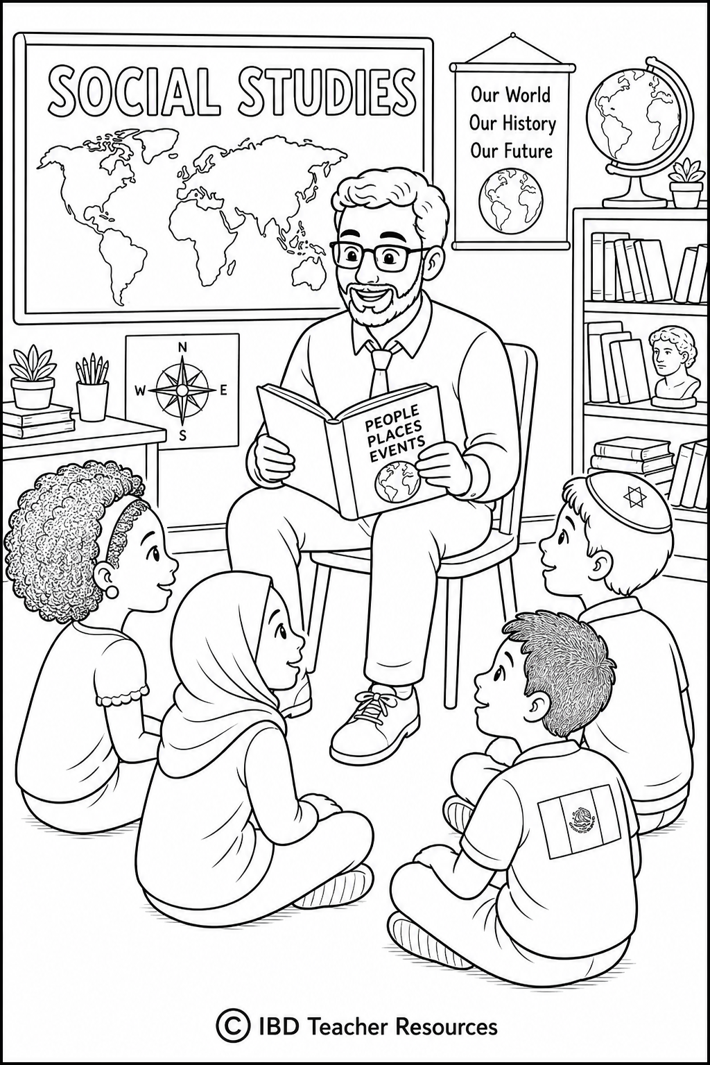Indigenous People Coloring Page – SEL & Cultural Awareness Activity