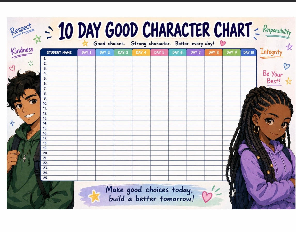 2 Week Good Character Chart