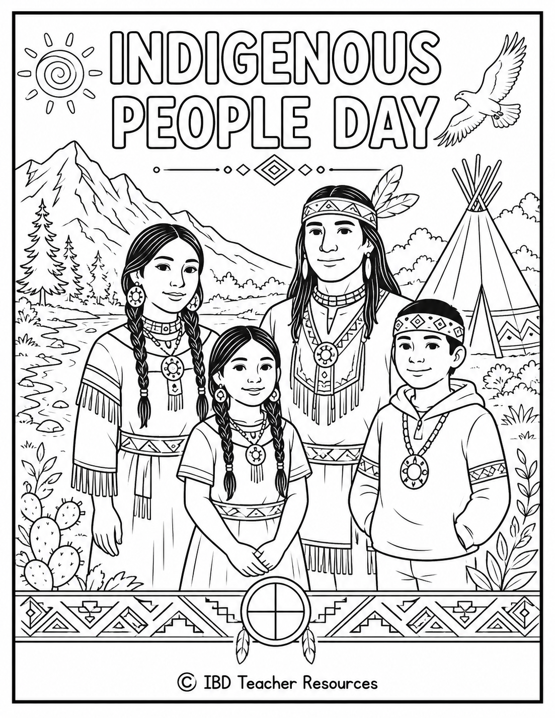 Indigenous People Coloring Page – Cultural Heritage Activity Sheet